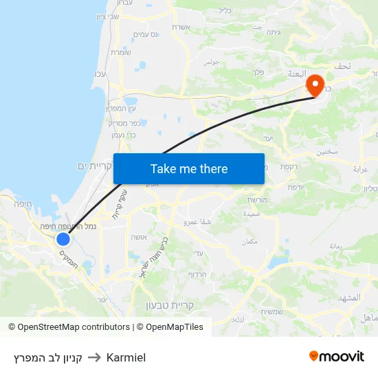 קניון לב המפרץ to Karmiel map