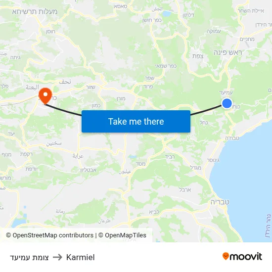 צומת עמיעד to Karmiel map