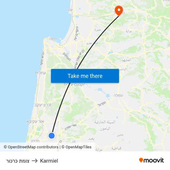 צומת כרכור to Karmiel map