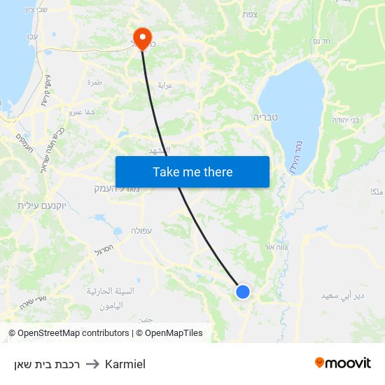 רכבת בית שאן to Karmiel map