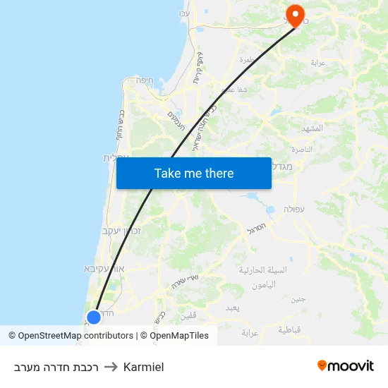 רכבת חדרה מערב to Karmiel map