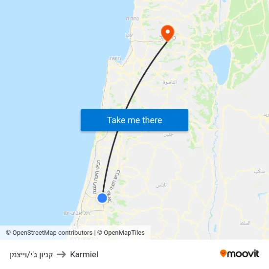 קניון ג'י/וייצמן to Karmiel map