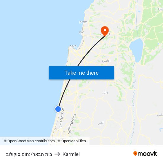 בית הבאר/נחום סוקולוב to Karmiel map