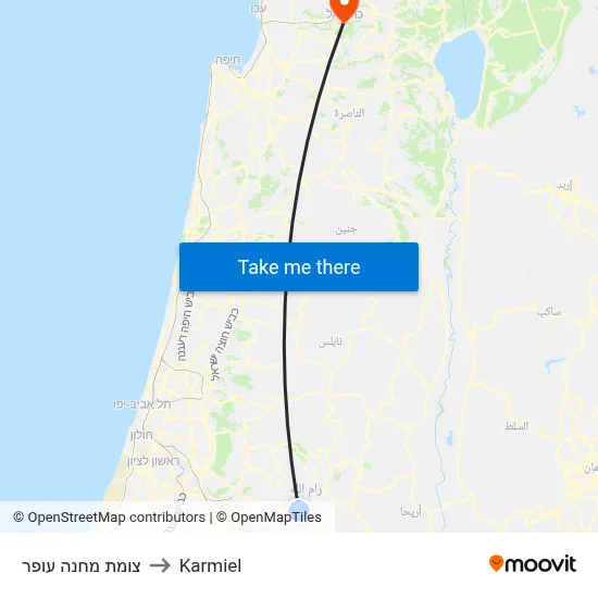 צומת מחנה עופר to Karmiel map