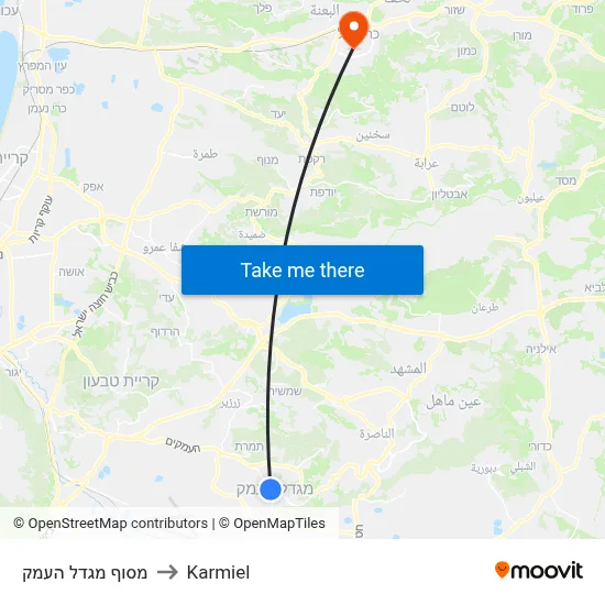 מסוף מגדל העמק to Karmiel map