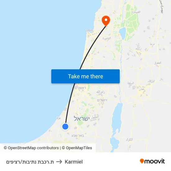 ת.רכבת נתיבות/רציפים to Karmiel map