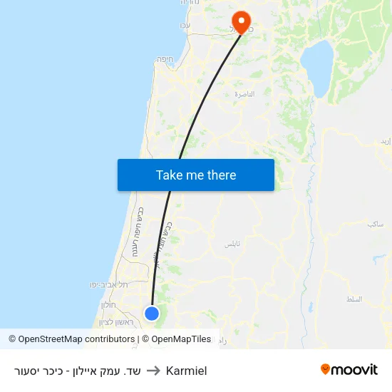 שד. עמק איילון - כיכר יסעור to Karmiel map