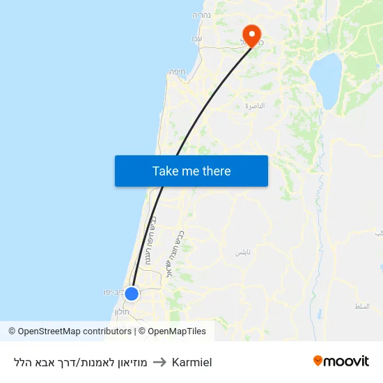 מוזיאון לאמנות/דרך אבא הלל to Karmiel map