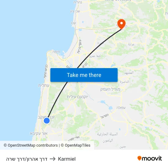 דרך אהרון/דרך שרה to Karmiel map