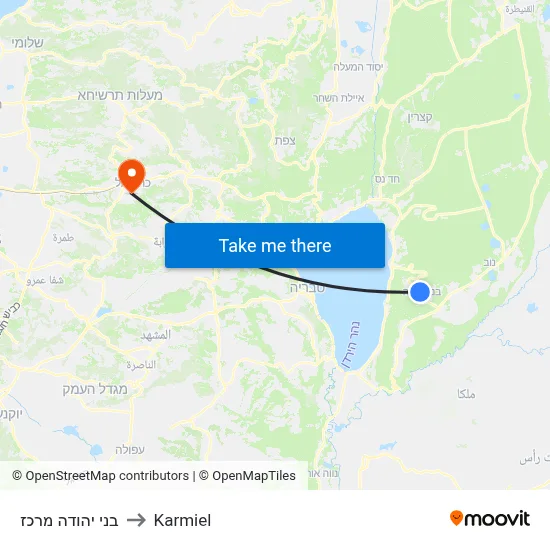בני יהודה מרכז to Karmiel map