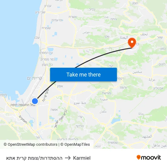 ההסתדרות/צומת קרית אתא to Karmiel map