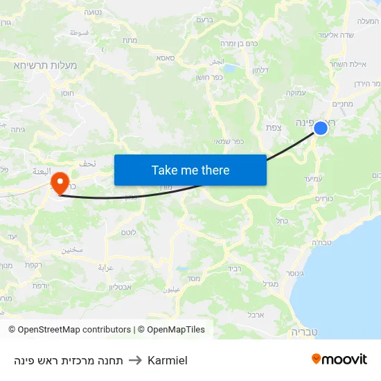 תחנה מרכזית ראש פינה to Karmiel map
