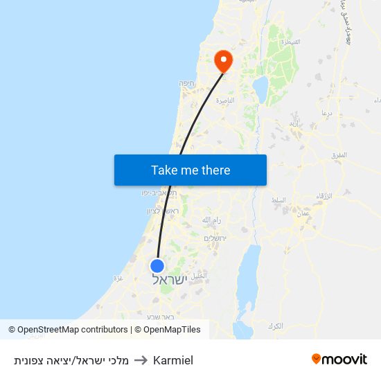 מלכי ישראל/יציאה צפונית to Karmiel map