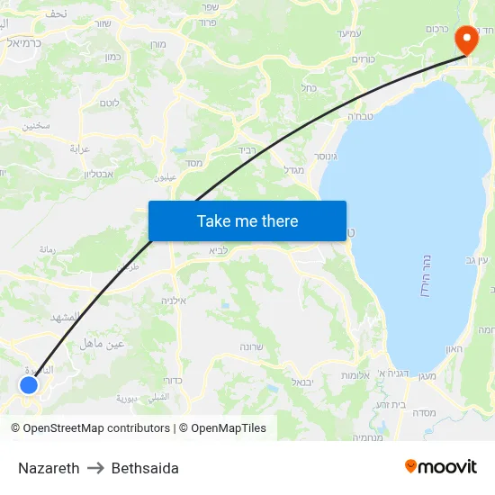 Nazareth to Bethsaida map