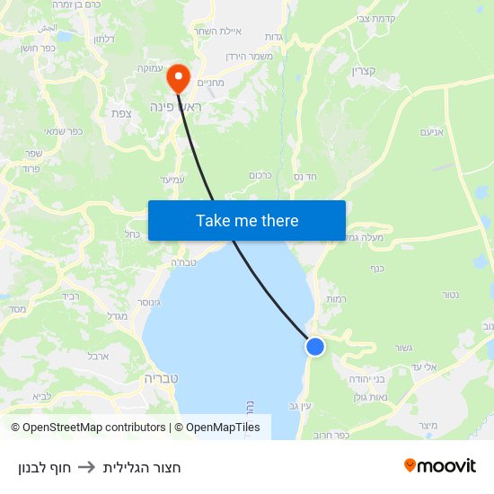 חוף לבנון to חצור הגלילית map