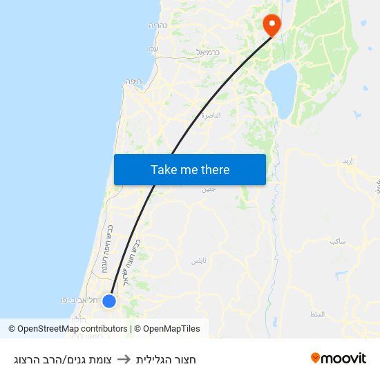 צומת גנים/הרב הרצוג to חצור הגלילית map