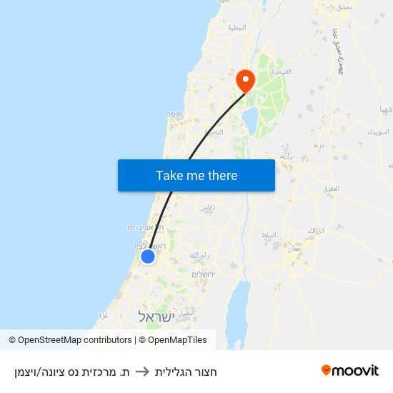 ת. מרכזית נס ציונה/ויצמן to חצור הגלילית map