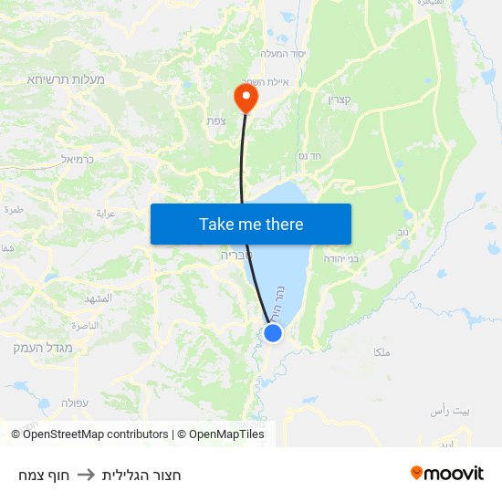 חוף צמח to חצור הגלילית map