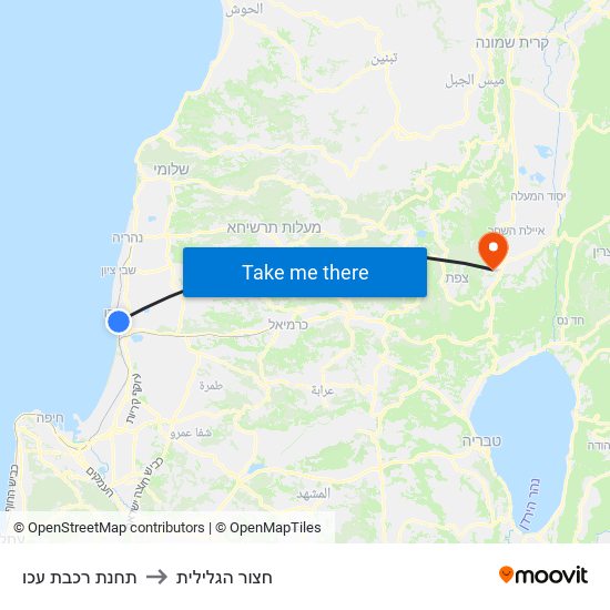 תחנת רכבת עכו to חצור הגלילית map