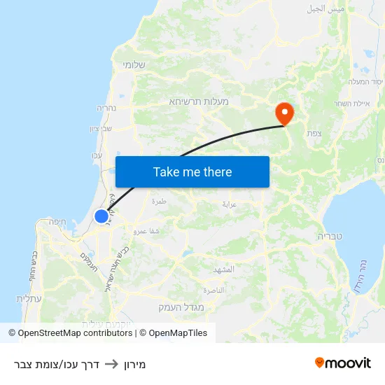 דרך עכו/צומת צבר to מירון map