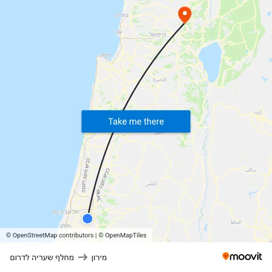מחלף שעריה לדרום to מירון map