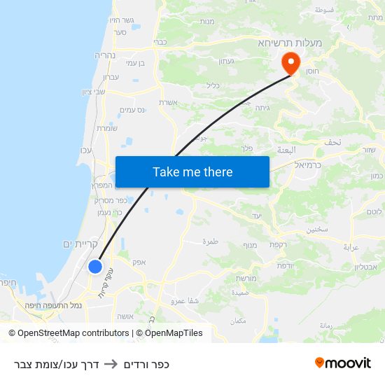 דרך עכו/צומת צבר to כפר ורדים map