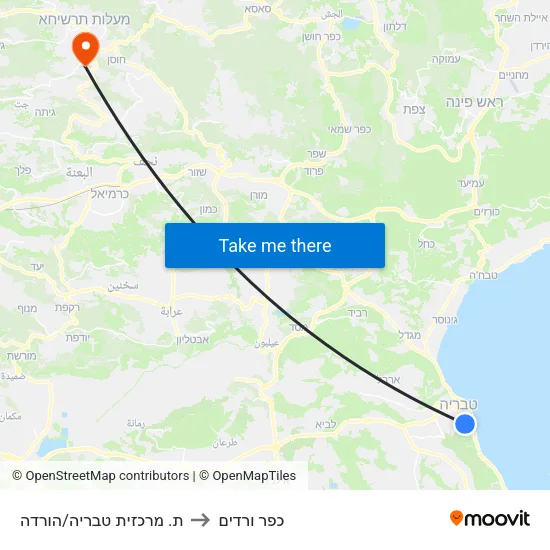 ת. מרכזית טבריה/הורדה to כפר ורדים map
