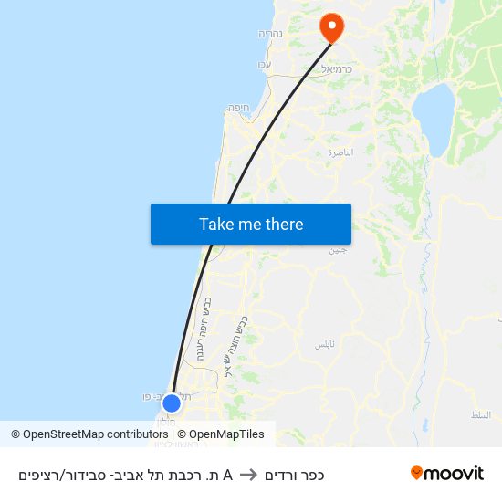 ת. רכבת תל אביב- סבידור/רציפים A to כפר ורדים map