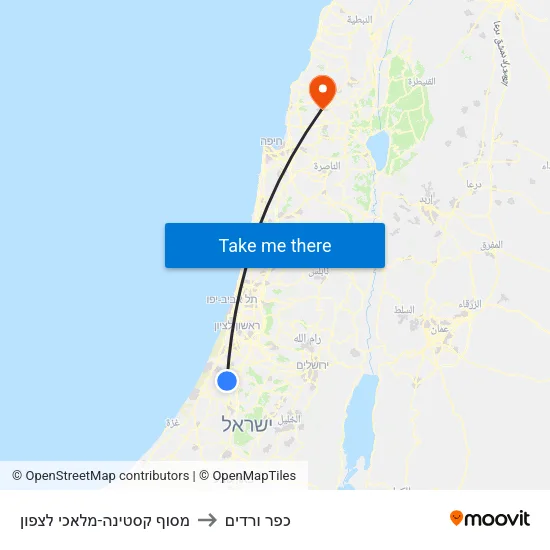 מסוף קסטינה-מלאכי לצפון to כפר ורדים map