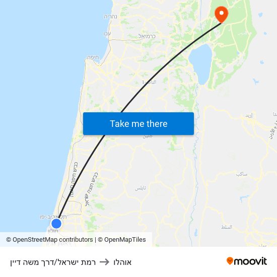 רמת ישראל/דרך משה דיין to אוהלו map