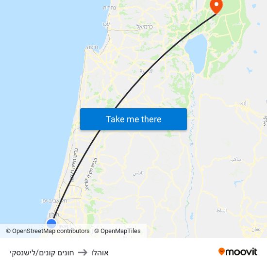 חונים קונים/לישנסקי to אוהלו map