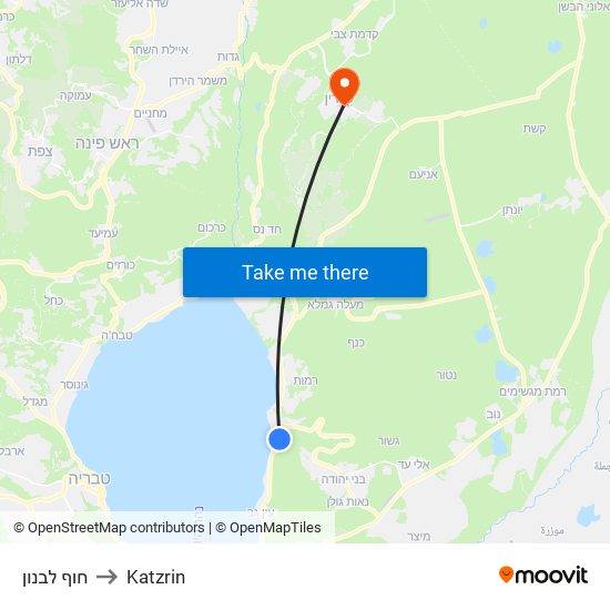 חוף לבנון to Katzrin map