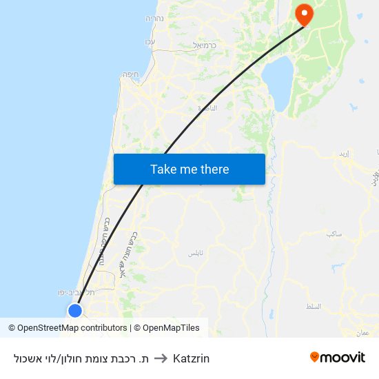 ת. רכבת צומת חולון/לוי אשכול to Katzrin map