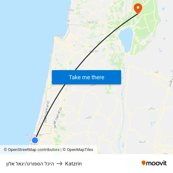 היכל הספורט/יגאל אלון to Katzrin map
