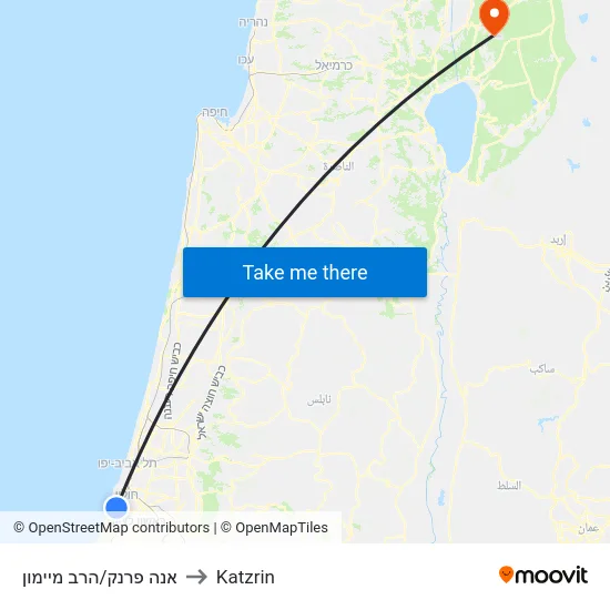 אנה פרנק/הרב מיימון to Katzrin map