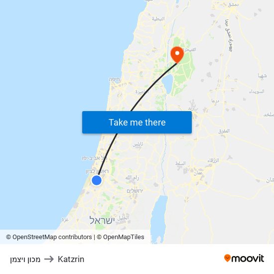 מכון ויצמן to Katzrin map