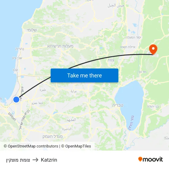 צומת מוצקין to Katzrin map