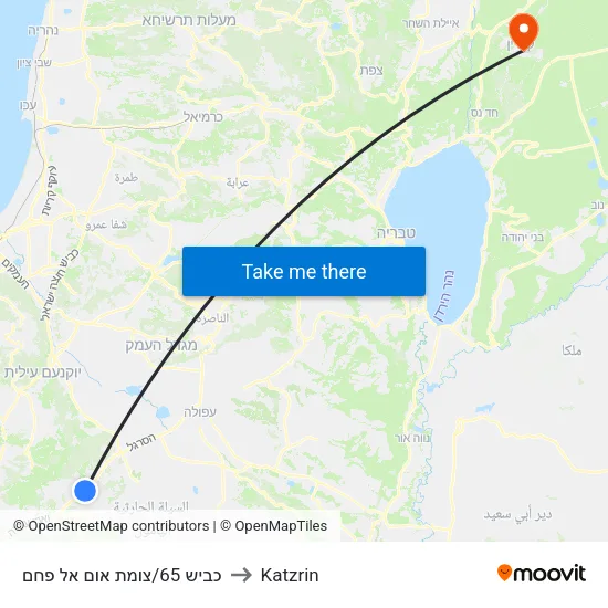 כביש 65/צומת אום אל פחם to Katzrin map