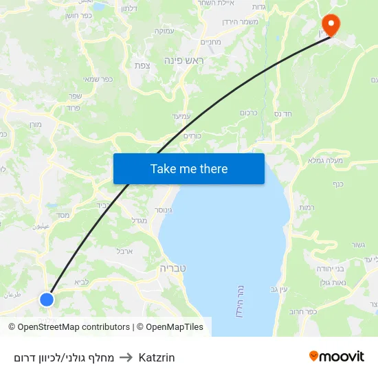מחלף גולני/לכיוון דרום to Katzrin map