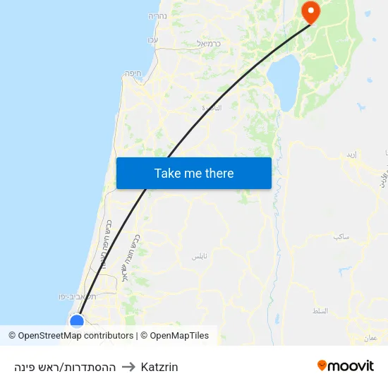 ההסתדרות/ראש פינה to Katzrin map