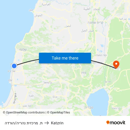 ת. מרכזית נהריה/הורדה to Katzrin map