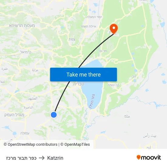 כפר תבור מרכז to Katzrin map
