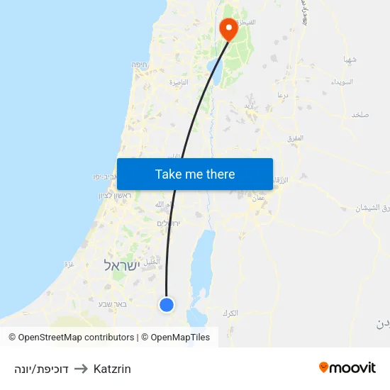דוכיפת/יונה to Katzrin map