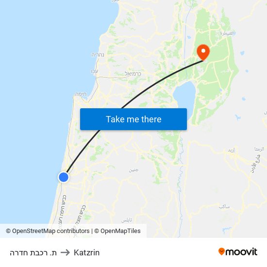 ת. רכבת חדרה to Katzrin map