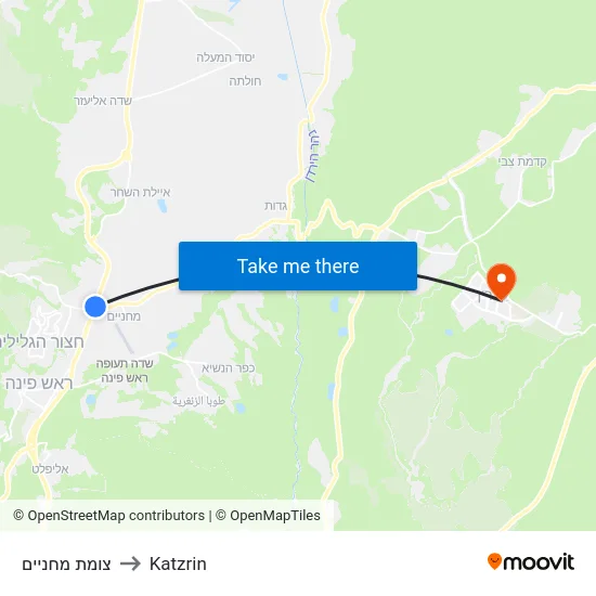 צומת מחניים to Katzrin map