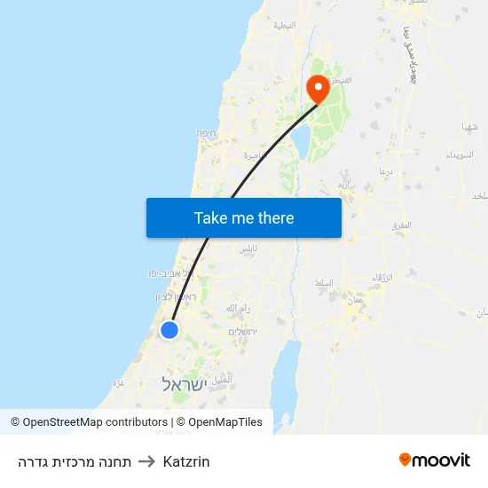 תחנה מרכזית גדרה to Katzrin map