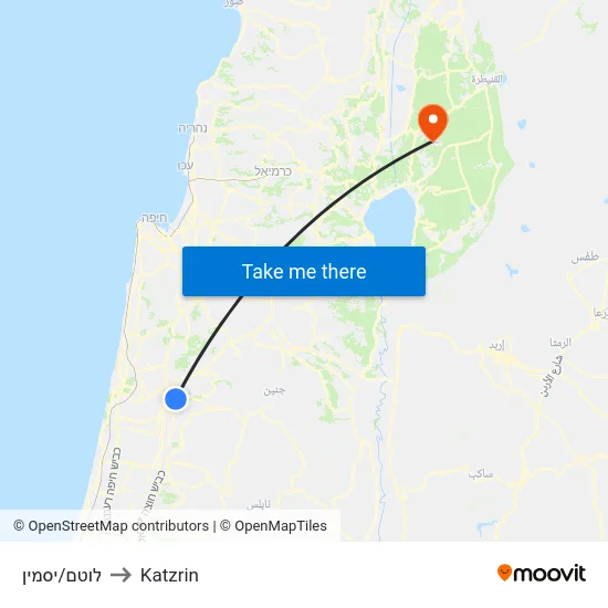 לוטם/יסמין to Katzrin map