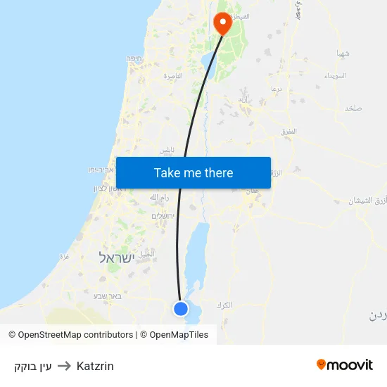 עין בוקק to Katzrin map