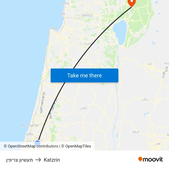 תעשיון צריפין to Katzrin map