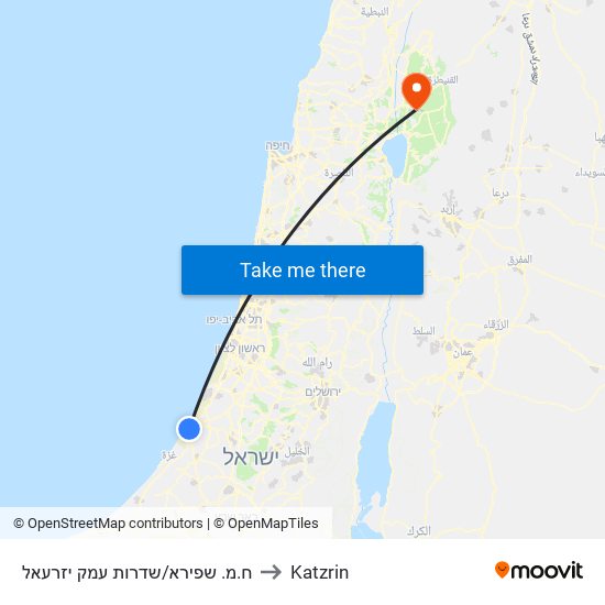 ח.מ. שפירא/שדרות עמק יזרעאל to Katzrin map